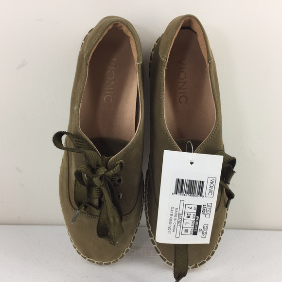 New Vionic Sandy Olive Green espadrille oxford 7 - Picture 3 of 6